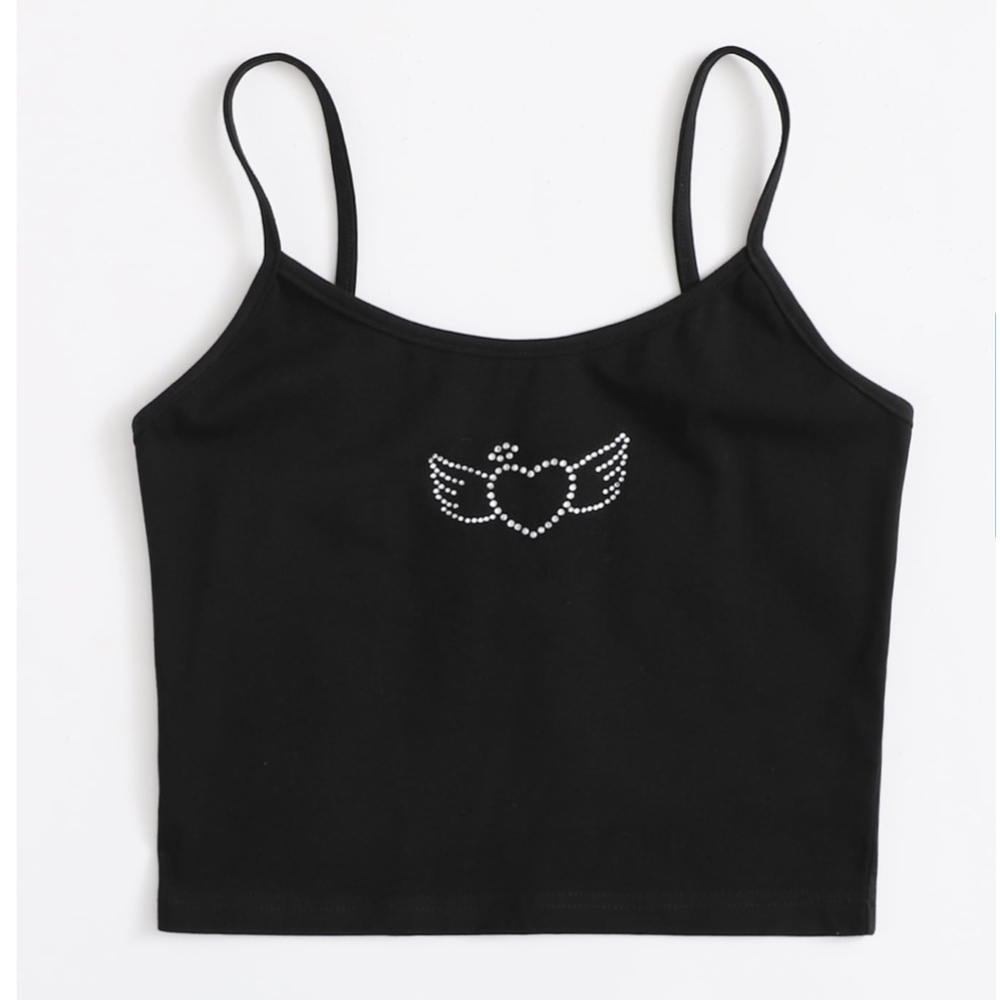 Rhinestone Wing Crop Cami Top